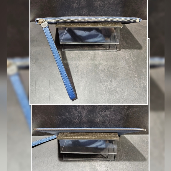 Henri Bendlel Blue Leather Wristlet  L:9"×H:6.4" EUC - Picture 5 of 6